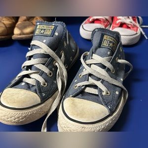 Youth converse sneakers- chambray polka dot